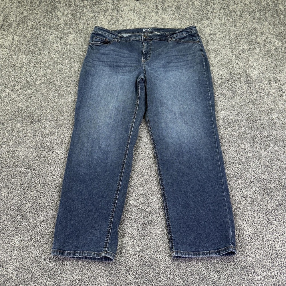 Terra & Sky Jeans Womens 20W Blue High Rise Straight Stretch Denim Medium Wash